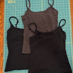 Pact 2 Black and 1 Dark Gray Camisole Set w/shelf bras